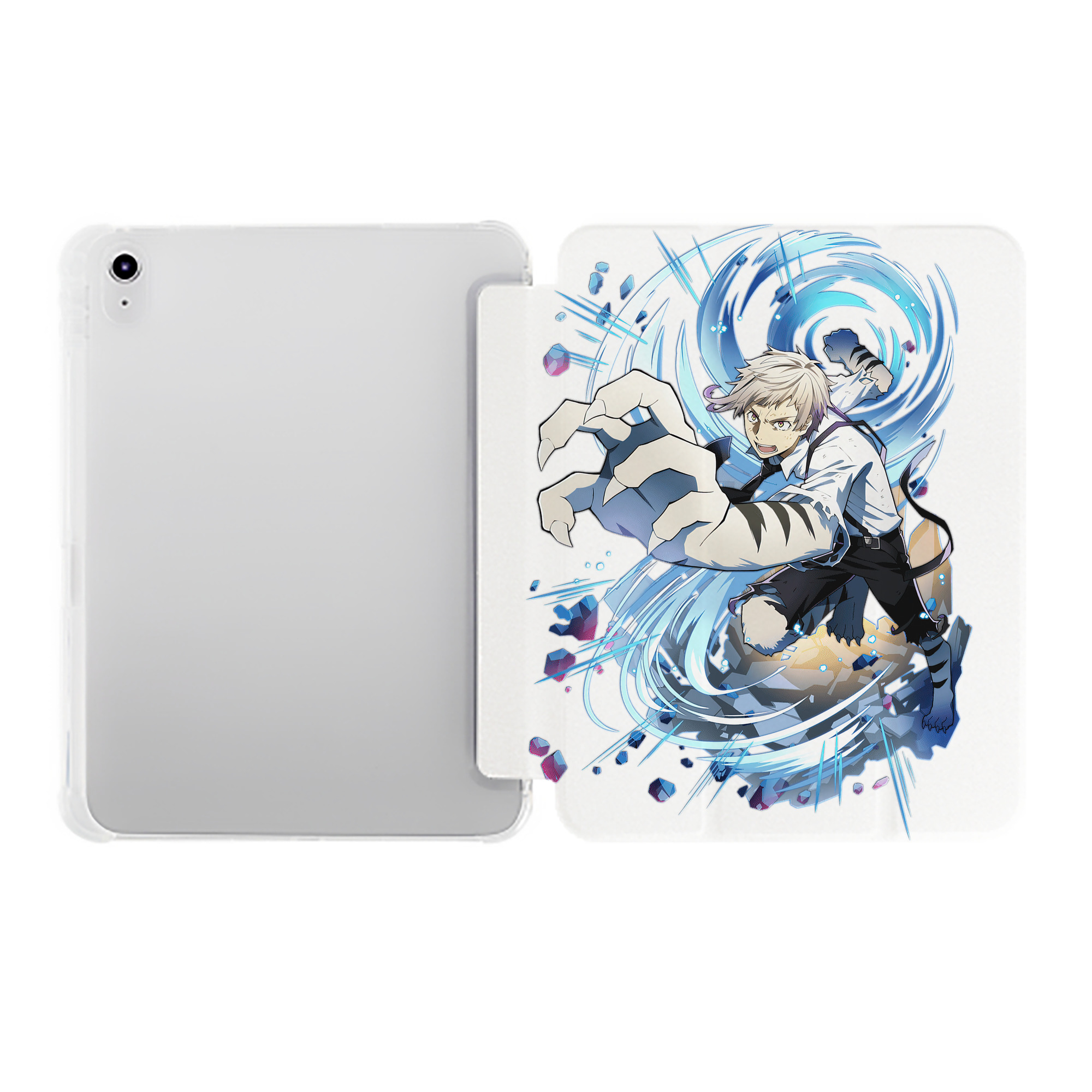 （画像用） 文豪ストレイドッグス Bungo Stray Dogs IPad ケース ペン収納付き 三つ折りスタンド PUレザー×シリコン 対応機種9.5/10.5/10.9インチ
